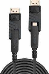 Lindy 38481Optikai Mini Displayport - Mini Displayport Kábel 20m - Fekete + Eltávolítható DP 1.4 csatlakozókkal (38481)
