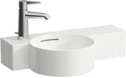 Laufen VAL Kézmosó, kör alakú, jobb oldali polccal, 430 mm-re vágható 1 csaplyuk a bal oldalon, egyik oldalon vágatható, Matt fehér H8152837578111 (H8152837578111)