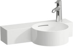 Laufen VAL Kézmosó, kör alakú, bal oldali polccal, 430 mm-re vágható 1 csaplyuk a jobb oldalon, egyik oldalon vágatható, Fehér LCC bevonattal H8152844008121 (H8152844008121)