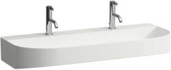 Laufen SONAR Mosdótál, alsó felülete csiszolt túlfolyónyílás nélkül, 2 csaplyukkal, Fehér LCC bevonattal H8163474001151 (H8163474001151)