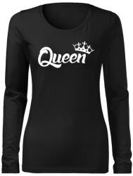 DRAGOWA Slim női hosszú ujjú póló queen, fekete 160g/m2