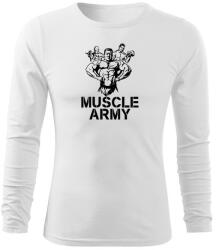 DRAGOWA Fit-T hosszú ujjú póló muscle army team, fehér 160g/m2