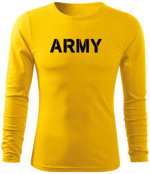DRAGOWA Fit-T hosszú ujjú póló army, sárga 160g/m2