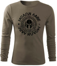 DRAGOWA Fit-T hosszú ujjú póló Molon Labe, olíva 160g/m2