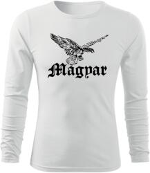 DRAGOWA Fit-T hosszú ujjú póló magyar turul, fehér 160g/m2