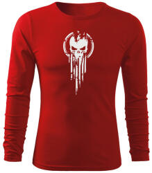 DRAGOWA Fit-T hosszú ujjú póló skull, piros 160g/m2