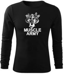 DRAGOWA Fit-T hosszú ujjú póló muscle army team, fekete 160g/m2
