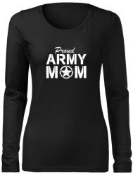 DRAGOWA Slim női hosszú ujjú póló army mom, fekete 160g/m2