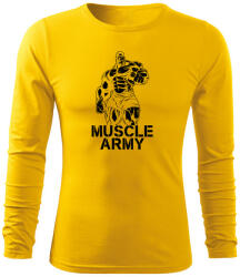 DRAGOWA Fit-T hosszú ujjú póló muscle army man, sárga 160g/m2