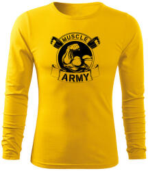 DRAGOWA Fit-T hosszú ujjú póló muscle army original, sárga 160g/m2