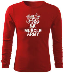 DRAGOWA Fit-T hosszú ujjú póló muscle army team, piros 160g/m2