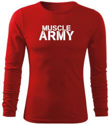 DRAGOWA Fit-T hosszú ujjú póló muscle army, piros 160g/m2