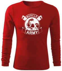 DRAGOWA Fit-T hosszú ujjú póló muscle army original, piros 160g/m2