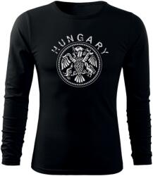 DRAGOWA Fit-T hosszú ujjú póló magyar, fekete 160g/m2