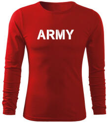 DRAGOWA Fit-T hosszú ujjú póló army, piros 160g/m2