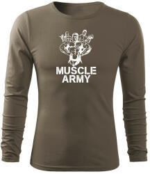 DRAGOWA Fit-T hosszú ujjú póló muscle army team, oliva 160g/m2