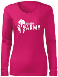 DRAGOWA Slim női hosszú ujjú póló spartan army, rózsaszín 160g/m2