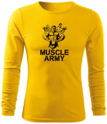 DRAGOWA Fit-T hosszú ujjú póló muscle army team, sárga 160g/m2
