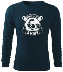 DRAGOWA Fit-T hosszú ujjú póló muscle army original, sötétkék160g/m2