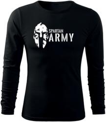 DRAGOWA Fit-T hosszú ujjú póló spartan army, fekete 160g/m2