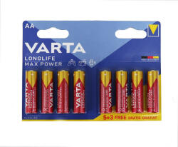 VARTA Longlife Max Power LR6 AA tartós elem 8 db (ár/bliszter) (LR6MaxPower8db)