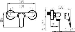 FERRO , Zuhany csaptelep 150 mm Metalia 54, króm, 54061-0 (54061-0)