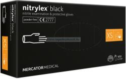Mercator Medical nitrylex black púdermentes nitril kesztyű XS 100db - Fekete gumikesztyű