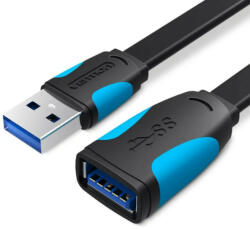 Vention USB 3.0, (hosszabbító, lapos, fekete), 1m, kábel (VAS-A13-B100)