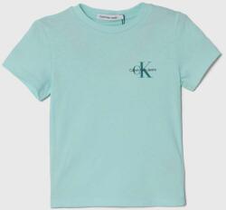 Calvin Klein gyerek pamut póló türkiz, nyomott mintás - türkiz 116