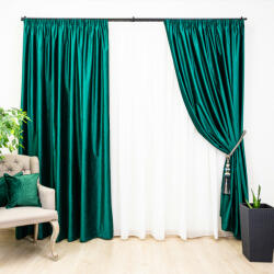 Hiko Set 2 draperii opace, Hiko Genuine, verde smarald, catifea 100% Blackout, cu rejansa - hiko - 1 020,00 RON