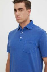 Ralph Lauren póló vászonkeverékből sima - kék M - answear - 38 990 Ft