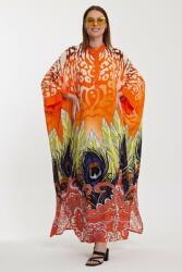 Vale Woman Rochie camasa oversize cu imprimeu paun, portocalie Multicolor Talie unica