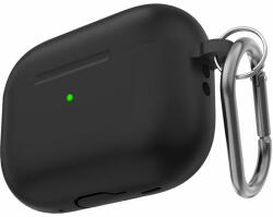 Phoner Simple Apple Airpods Pro 2 szilikon tok, csuklópánttal, fekete (71783)