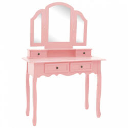 vidaXL Rózsaszín császárfa fésülködőasztal-szett ülőkével 100x40x146cm (289323) - plaza8