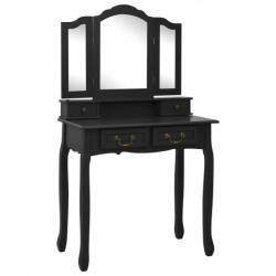 vidaXL Fekete császárfa fésülködőasztal-szett ülőkével 80x69x141 cm (289320) - plaza8