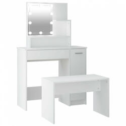 vidaXL Fehér szerelt fa fésülködőasztal-szett led-ekkel (3114115) - plaza8