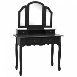 vidaXL Fekete császárfa fésülködőasztal-szett ülőkével 100x40x146 cm (289324) - plaza8