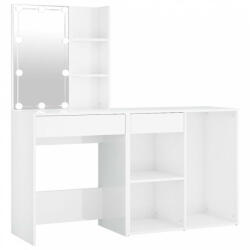 vidaXL Magasfényű fehér szerelt fa led-es fésülködőasztal szekrénnyel (3082023) - plaza8