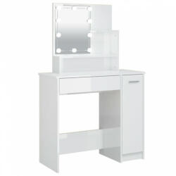 vidaXL Magasfényű fehér fésülködőasztal led-del 86, 5 x 35 x 136 cm (808816) - plaza8
