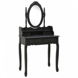 vidaXL Fekete császárfa fésülködőasztal-szett ülőkével 75x69x140 cm (289316) - plaza8