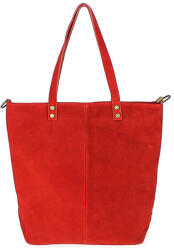 MONDO ITALIA Piros bőr kézitáska, velúr bőrfelülettel. 768 KÉSZÜLT OLASZORSZÁGBAN