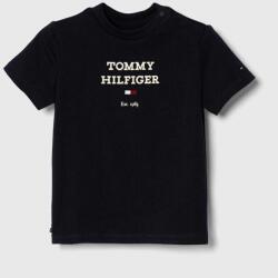 Tommy Hilfiger újszülött póló sötétkék, nyomott mintás - sötétkék 74 - answear - 8 990 Ft