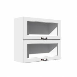 1 Corp superior vitrina 80 cu 2 usi orizontale Zebra MDF alb