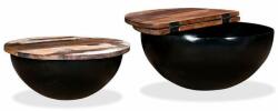 vidaXL Set măsuțe cafea 2 piese, lemn masiv reciclat, negru, formă bol (245257) Masa de cafea