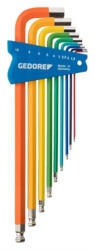 GEDORE színes imbuszkulcs készlet tartóban, 9 részes 1.5-10 gömbvégű (H 42 CKEL-09) (H 42 CKEL-09) - berb