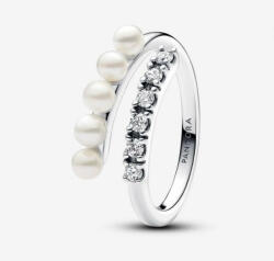 Pandora - Kezelt édesvízi tenyésztett gyöngyök és pavé nyitott végű gyűrű (193145C01-52)