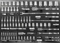 SP Tools Tálcás SP Tools "M" Dugókulcs + rátűzőkulcs készlet1/4"-3/8"-1/2" 86 db-os (SP05000)