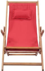 vidaXL piros összecsukható szövetkárpitos, favázas strandszék (43995) (43995)