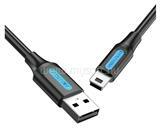 Vention USB-A 2.0/M -> mini USB-B/M, 1m PVC kábel (fekete) (COMBF) (COMBF)