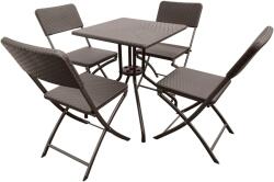 Kring Elster Kerti készlet, Asztal 61.5x61.5 h 73.5 cm, 4 szék 57x44.5x80.5 cm, Barna